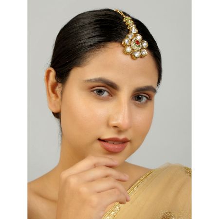 Handcrafted Regal Kundan Teardrop Maang Tikka
